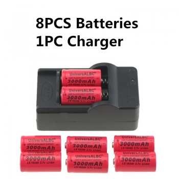 3000mAh Rechargeable 3.7V Li-ion 16340 Batteries CR123A Battery For LED Flashlight +Travel Wall Charger For 16340 CR123A Battery