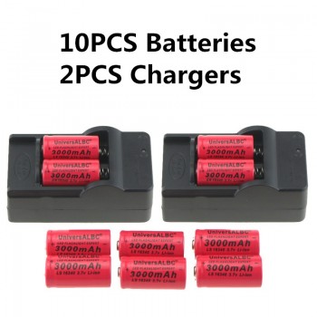 3000mAh Rechargeable 3.7V Li-ion 16340 Batteries CR123A Battery For LED Flashlight +Travel Wall Charger For 16340 CR123A Battery