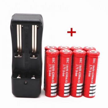 New 3.7V 18650 Batteries 4200mAh Li-ion Rechargeable Battery For Flashlight +EU Battery Charger
