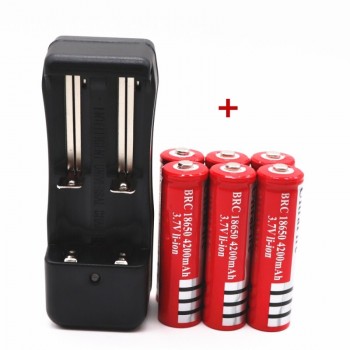 New 3.7V 18650 Batteries 4200mAh Li-ion Rechargeable Battery For Flashlight +EU Battery Charger
