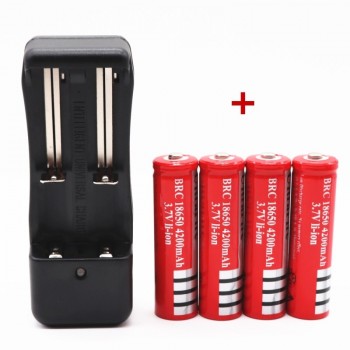 New 3.7V 18650 Batteries 4200mAh Li-ion Rechargeable Battery For Flashlight +EU Battery Charger