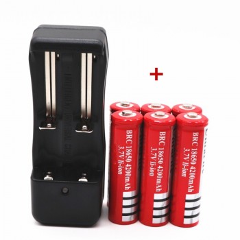 New 3.7V 18650 Batteries 4200mAh Li-ion Rechargeable Battery For Flashlight +EU Battery Charger