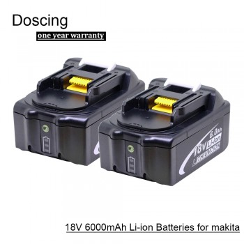 Doscing 2Pcs 18V 6000mAh BL1860 Lithium ion Replacement Battery with LED Indicator for Makita BL1850 BL1840 BL1830 BL1850 BL1860