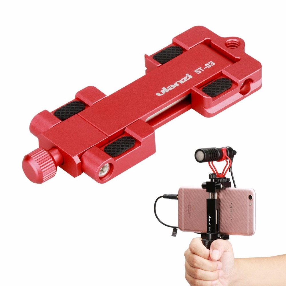 Ulanzi ST-03 Metal Smart phone Tripod Mount with Cold Shoe Mount 3 Color and Arca-Style Quick Release Plate for iPhone8/7 Plus