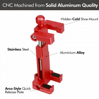 Ulanzi ST-03 Metal Smart phone Tripod Mount with Cold Shoe Mount 3 Color and Arca-Style Quick Release Plate for iPhone8/7 Plus
