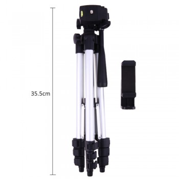 Professional Foldable Camera Tripod Holder Stand 1/4 Screw 360 Degree Fluid Head Tripod Stabilizer Aluminum with Phone Holder