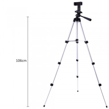 Professional Foldable Camera Tripod Holder Stand 1/4 Screw 360 Degree Fluid Head Tripod Stabilizer Aluminum with Phone Holder