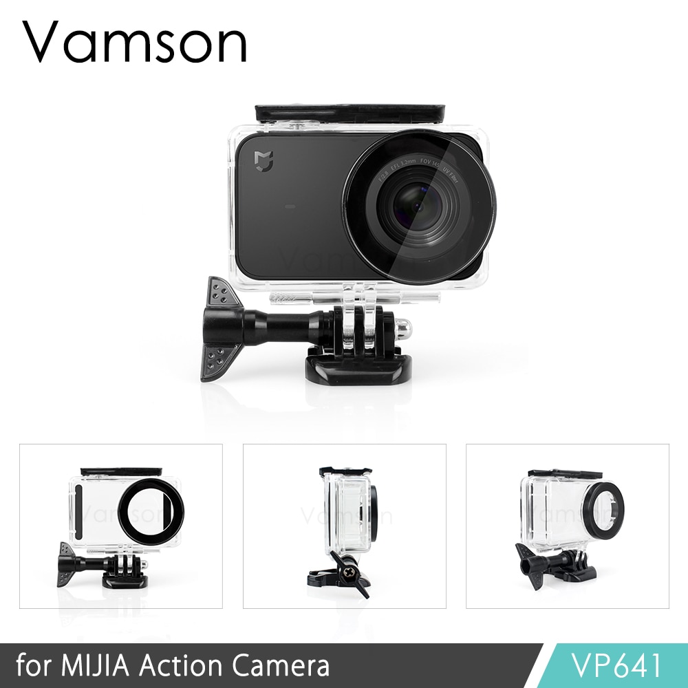 Vamson for Xiaomi mijia 4k Diving Waterproof Case Protect Shell Camera Case 4K Action Camera Housing Kit Safety Rope VP641