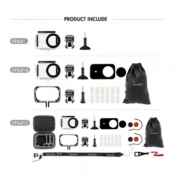 Vamson for Xiaomi mijia 4k Diving Waterproof Case Protect Shell Camera Case 4K Action Camera Housing Kit Safety Rope VP641