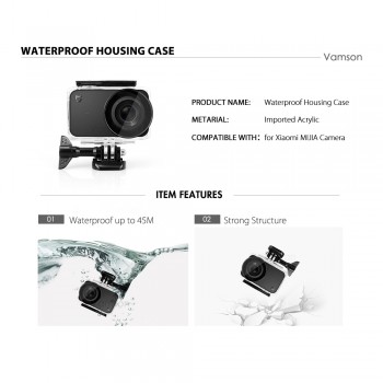 Vamson for Xiaomi mijia 4k Diving Waterproof Case Protect Shell Camera Case 4K Action Camera Housing Kit Safety Rope VP641