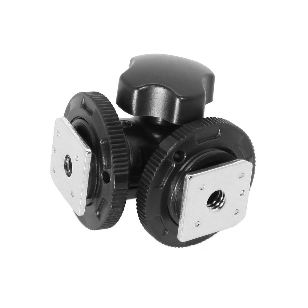 Meking Rotatable Dual Hot Shoe Adapter Bracket Holder Mount For LED Video Light DSLR Camera Hotshoe Adapter Angle Adjustable
