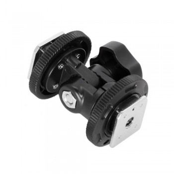 Meking Rotatable Dual Hot Shoe Adapter Bracket Holder Mount For LED Video Light DSLR Camera Hotshoe Adapter Angle Adjustable