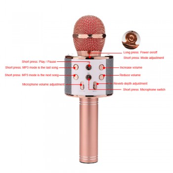 Professional Bluetooth Wireless Microphone WS-858 Karaoke Microphones Speaker Handheld Music Player MIC Singing Recorder KTV Mic