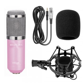 BM-800 Professional Condenser Microphone Kit:Microphone For Computer+Shock Mount+Foam Cap+Cable As BM 800 Microphone BM800