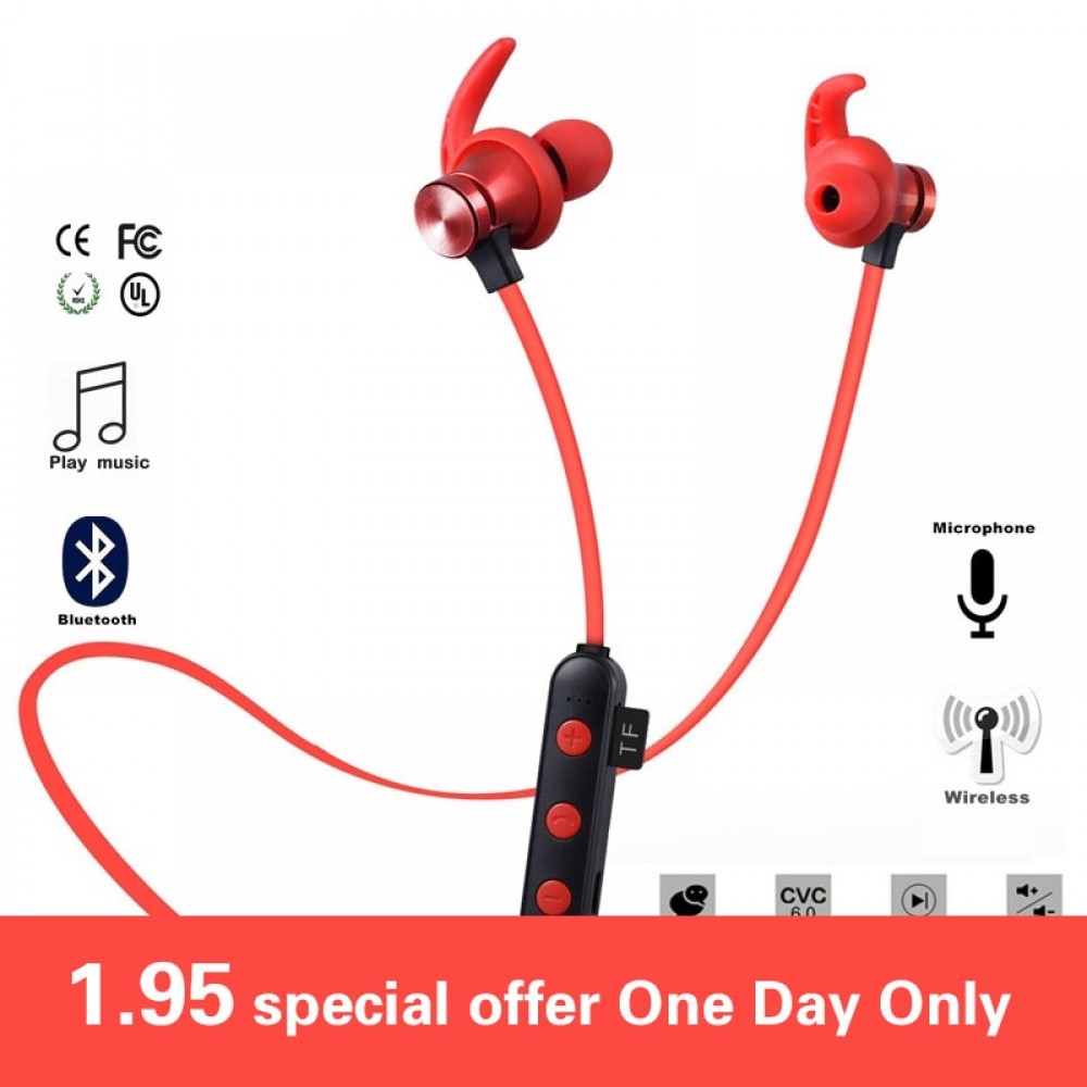 Magnetic Attraction Bluetooth Earphone Headset Waterproof Sports 5.0 With Charging Cable Earphone Build-in Mic Pluggable card