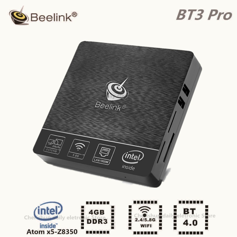 Beelink BT3 Pro Mini PC 2.4/5.8GHz WiFi Bluetooth 4.0 Max 4GB RAM+64GB ROM Wins 10 Intel Atom X5-Z8350 64Bit PK Beelink AP42