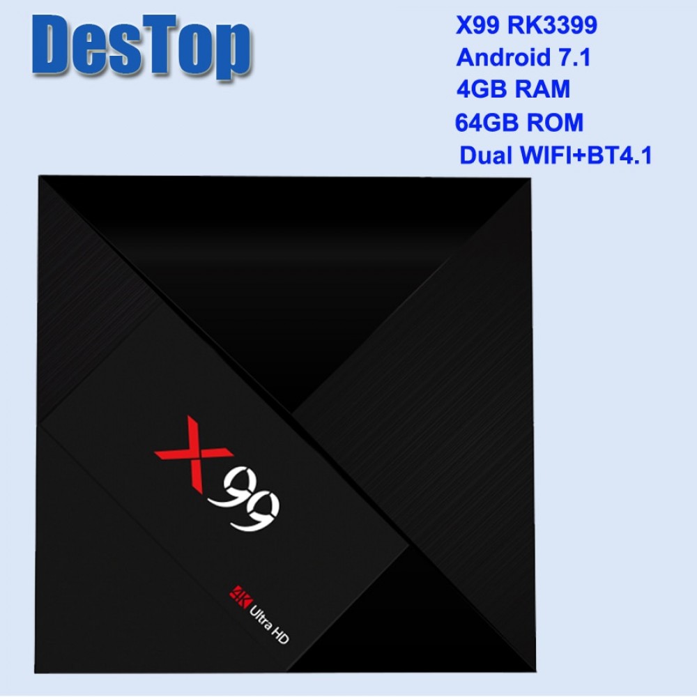 X99 4GB 64GB Rockchip RK3399 Android 7.1 TV BOX 802.11AC 2.4G 5G Dual WIFI BT4.1 1000M LAN USB3.0 Type-c Media Player I8 option