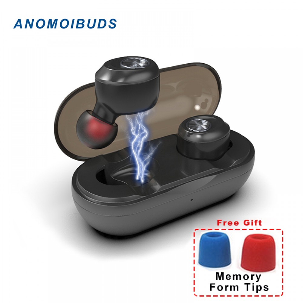 Anomoibuds Capsule Wireless Bluetooth Earphones TWS Earbuds Auto Pairing Noise Cancelling V5.0 Stereo Call Sport Earphone