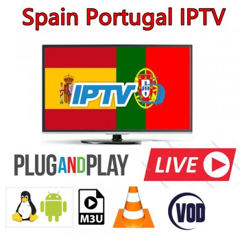 1 Year Spain Portugal IPTV Subscription With 400+ Europe Spain Portugal  LiveTV and 500 VOD Channels For Android TV Box smart tv