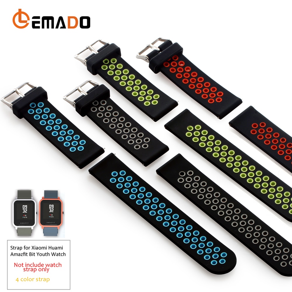 LEMADO 20mm Silicone Strap For Original Xiaomi Bip BIT PACE Smart Watch Band for Huami Youth Bracelet Strap waterproof