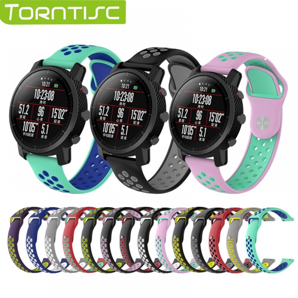 Torntisc Smart Accessories for Huami Stratos strap 22mm Band for Xiaomi Watch 1 2 Pace Double Color Replacement Band