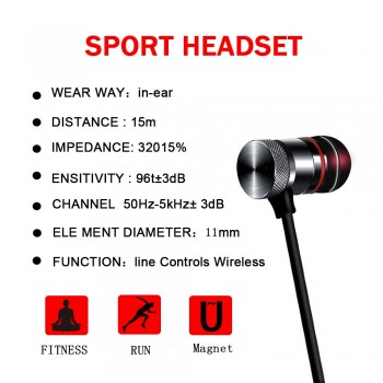 Newest SGS Bluetooth-connected sports Earphone stereo headset microphone For iPhone Xiaomi HUawei iPhone Samsung