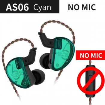 KZ AS06 Headphones 3 Balanced Armature Driver In Ear Earphone HIFI Bass Monitor Earphone Earbuds With 2pin Cable KZ ZS10 KZ AS10