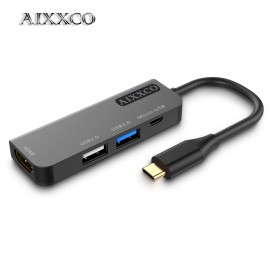 AIXXCO USB C HUB USB-C to 3.0 HUB HDMI Thunderbolt 3 Adapter for MacBook Samsung Galaxy S9 Huawei P20 Mate 20 Pro Type C USB HUB