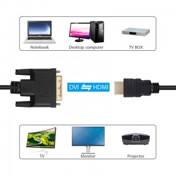 Amkle HDMI to DVI Adapter Cable HDMI Male to DVI-D 24+1 Pin Male 1080P Video Converter Cable for LCD DVD HDTV XBOX HDMI Cable