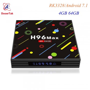 H96 MAX H2 LED Screen Android 7.1 Smart TV Box RK3328 Quad Core 4GB 64GB EMMC 2.4G/5G Dual WiFi Bluetooth USB 3.0 Media Player