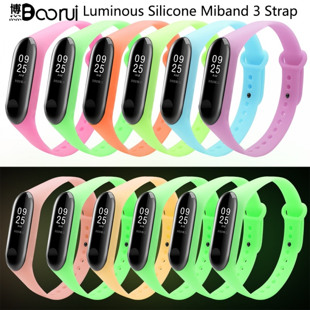 BOORUI Big Sale  Luminous Mi band 3 Strap mi3 watchbands accessories Night Light wrist Replacement for Xiaomi miband 3 smartband