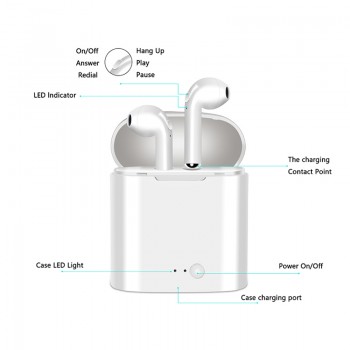 Original I7 i7s TWS Mini Wireless Bluetooth Earphones Headphone Headset Stereo Earbuds For Apple Iphone not Air Pods auricular