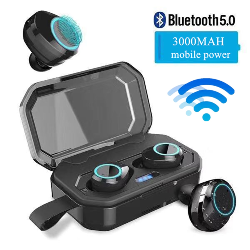 MINI wireless headphones ear bluetooth 5.0 noise canceling with earphones phone earbud headset 3000 mAh Power bank For Android