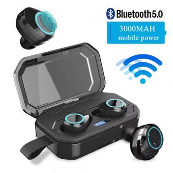 MINI wireless headphones ear bluetooth 5.0 noise canceling with earphones phone earbud headset 3000 mAh Power bank For Android