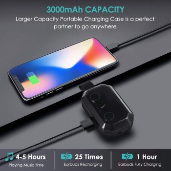 MINI wireless headphones ear bluetooth 5.0 noise canceling with earphones phone earbud headset 3000 mAh Power bank For Android