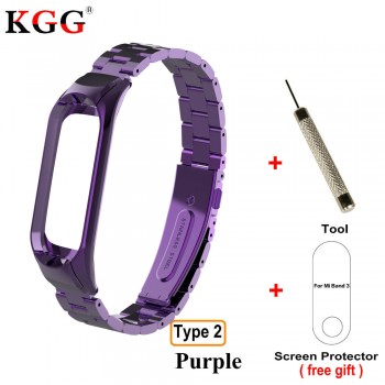 KGG Xiaomi Mi Band 3 Metal Strap Genuine Leather Strap and Stainless Steel Strap for Xiaomi Mi band 3 Smart Bracelet Sport Strap