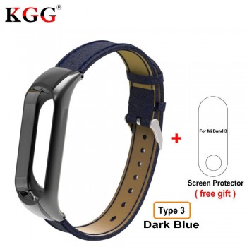 KGG Xiaomi Mi Band 3 Metal Strap Genuine Leather Strap and Stainless Steel Strap for Xiaomi Mi band 3 Smart Bracelet Sport Strap