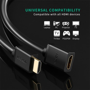 Ugreen HDMI extension cable 1080P 3D HDMI male to female extender for Computer/HDTV/Laptop/Projector in audio video Cable 1m 2m