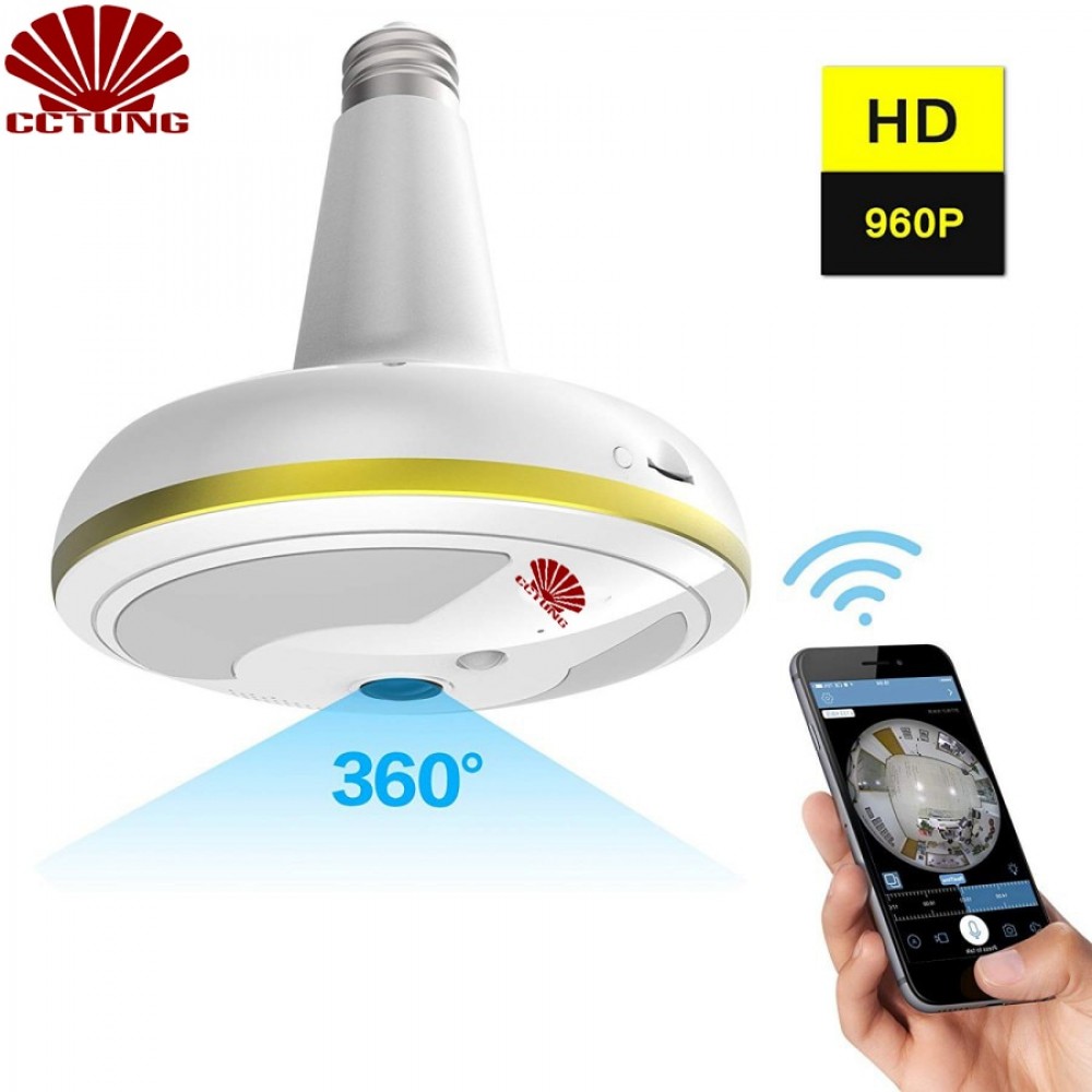 Wireless WiFi Security Camera Light Bulb Home Security System 360 Degree with Motion Detection/Night Vision for IOS Android APP