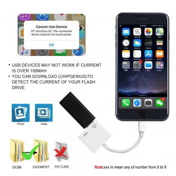 2018 New For Lightning To USB 3 Camera Reader OTG Adapter Connection Kits Data Sync Charge For iPhone X/8/7/7Plus/6/6S iPad/iPod