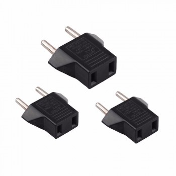3pcs/lot US Jack to EU Plug Outlet Travel Charger Power Socket Adapter USA To Europe European Regulation Charging Converter Plug