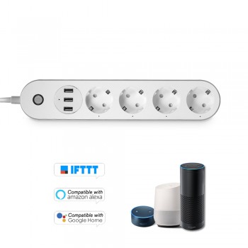 WiFi Smart Power Strip Socket Voice Control Timer Switch Power Strip Outlet with 4 AC Outlets 3 USB Port for Alexa Google Home