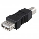 USB printer adapter type A female - type B male black silver tone