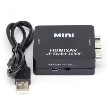 HDMI TO AV Scaler Adapter HD Video Converter Box HDMI to RCA AV/CVSB L/R Video 1080P HDMI2AV Support NTSC PAL Wholesale