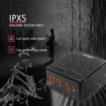 Waterproof Bluetooth Speaker IPX5 Outdoor Wireless Loudspeaker with LED Time Display Smart Alarm clock FM Radio Control by App