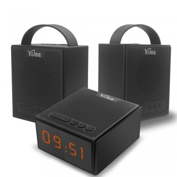 Waterproof Bluetooth Speaker IPX5 Outdoor Wireless Loudspeaker with LED Time Display Smart Alarm clock FM Radio Control by App