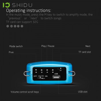SHIDU Wireless Portable Voice Amplifier UHF Mini Audio Speaker USB Lautsprecher For Teachers Tourrist Guide Yoga Instructor S613