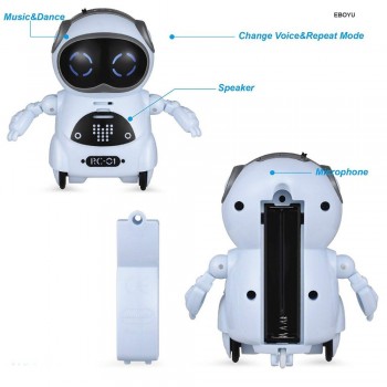 EBOYU RC-01 Mini Robot Pocket Robot for Kids with Interactive Dialogue Conversation/ Voice Recognition/Chat Record/Singing