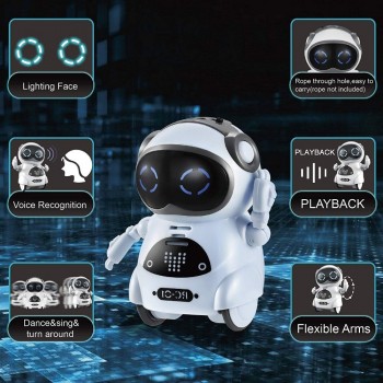 EBOYU RC-01 Mini Robot Pocket Robot for Kids with Interactive Dialogue Conversation/ Voice Recognition/Chat Record/Singing