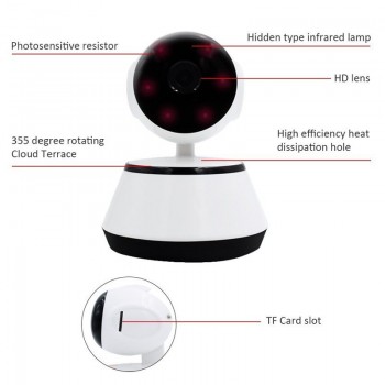 Robot Security Camera 720P WIFI IP HD video Home Security Surveillance 360 Night Vision Two-way Audio Motion Detection Camera